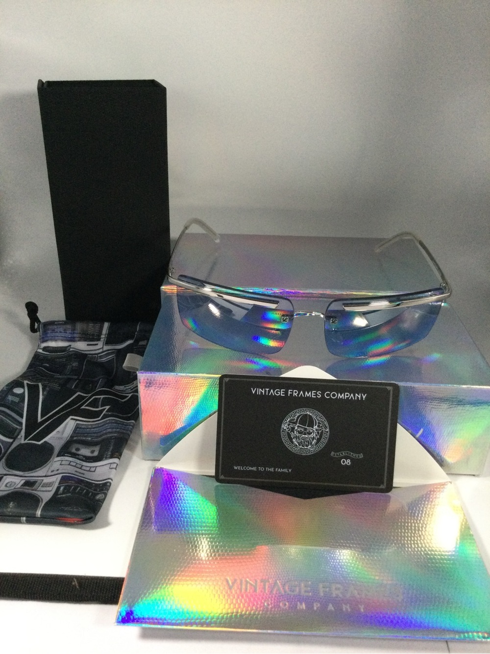 Loewe Silver Mirrored Rimless Sunglasses with Blue Tint
